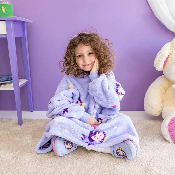 Milk&Moo Kids' Cozy Mermaid Hoodie Blanket - Purple